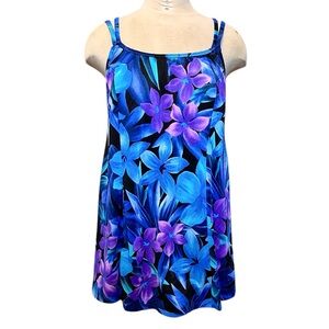 Vintage Swimsuit Swimdress One Piece Swim Dress Floral 20W